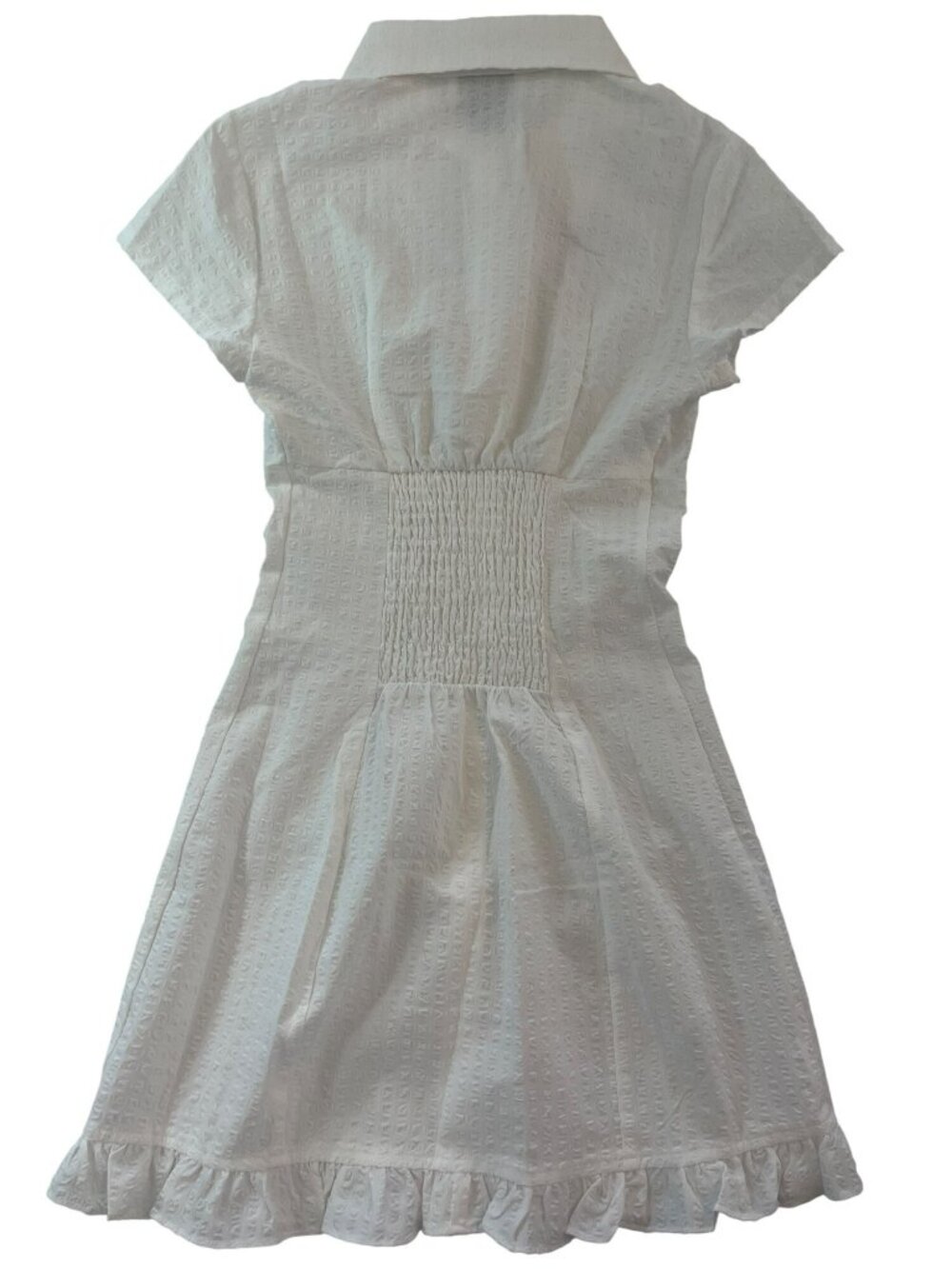 Princess Polly Covey Mini Dress White Button Front Ruffled Hem Wmn's US Sz 0 NWT - Picture 2 of 8
